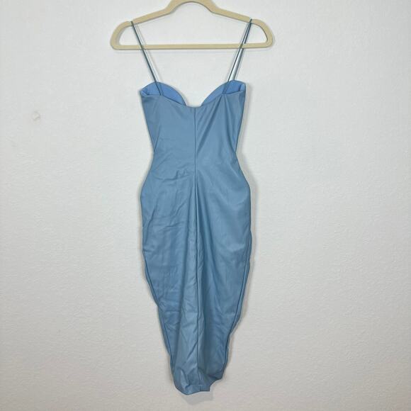 NWT Nookie Zoe Faux Leather Midi Dress in Dusty Blue Size XS - Picture 4 of 6